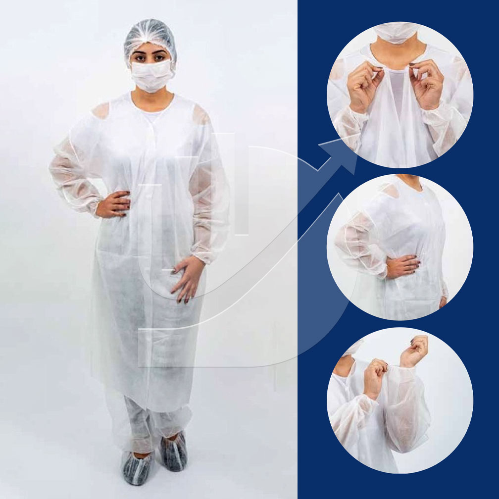 Avental manga longa com velcro